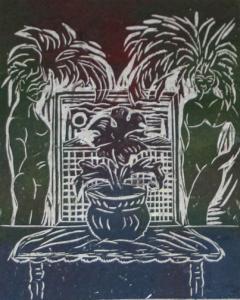 Paraíso. Ligia Sandino. Técnica: grabado - linóleo, 2006.